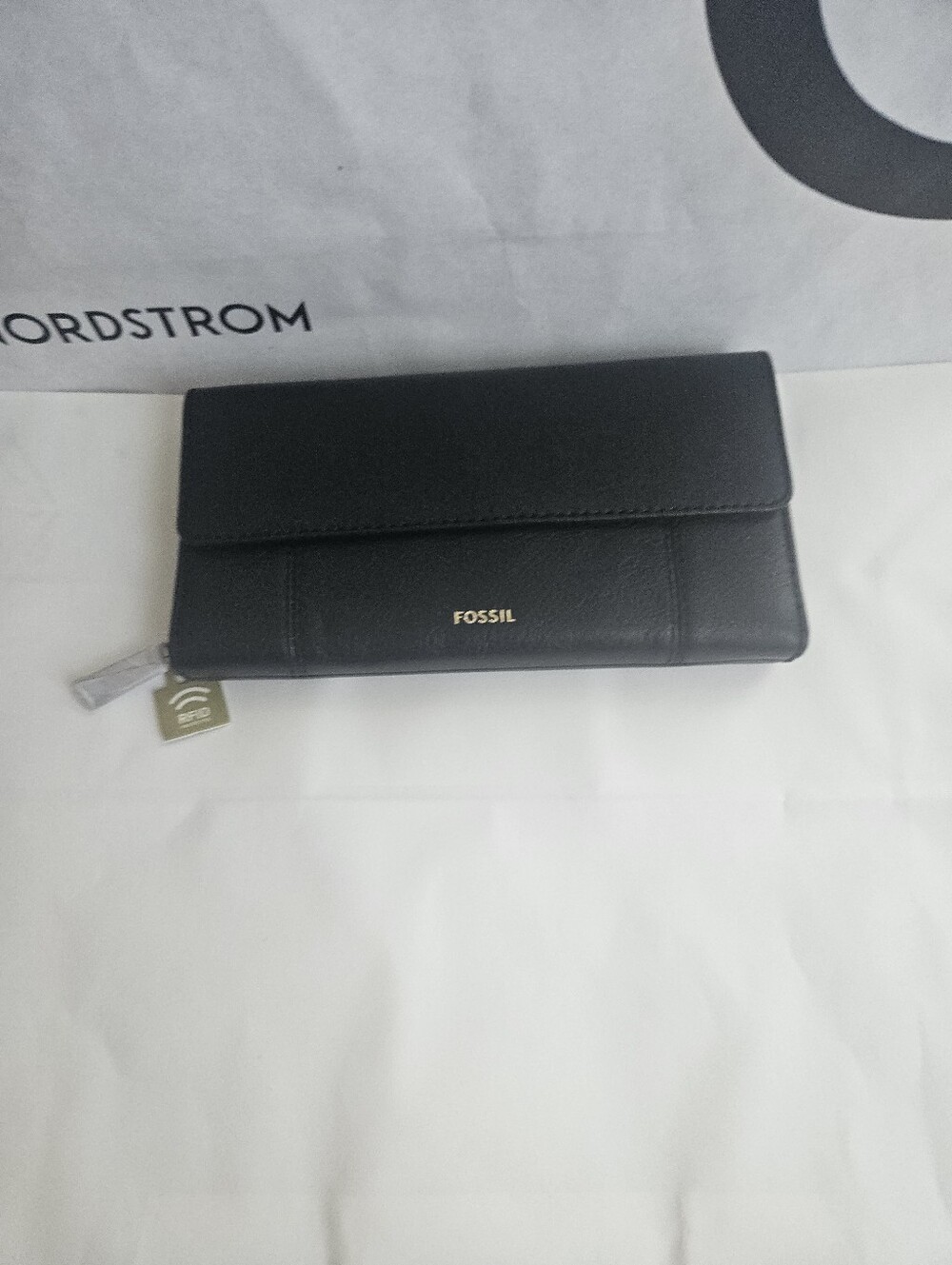 NWT Women's Fossil Jori RFID Flap Clutch Wallet Black SWL3009590